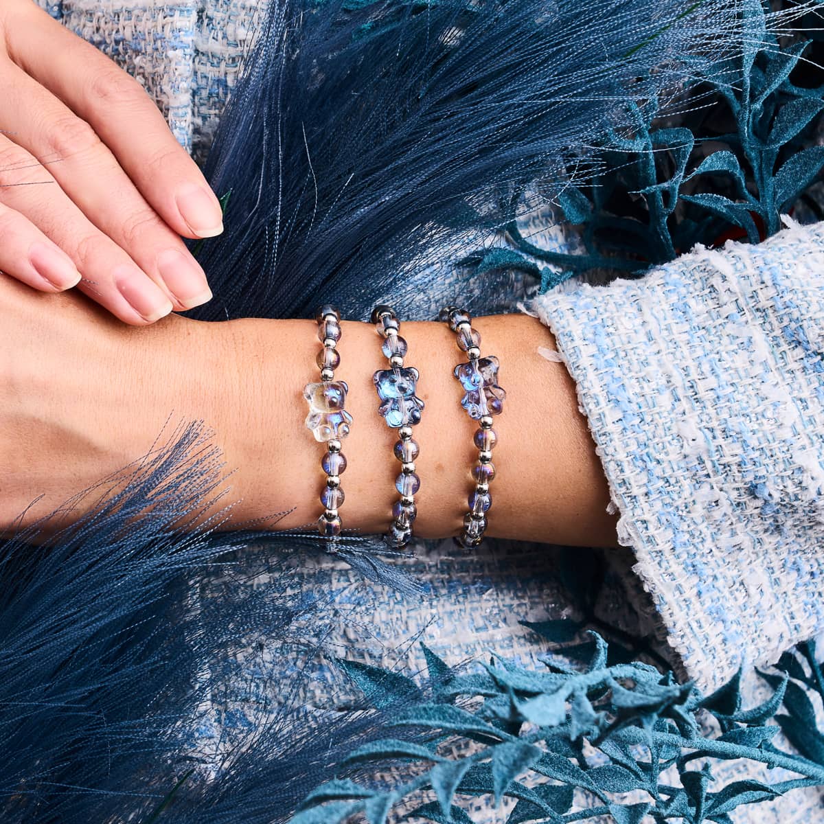 Bracelet Licorne Bleu | Argent | Ours scintillant